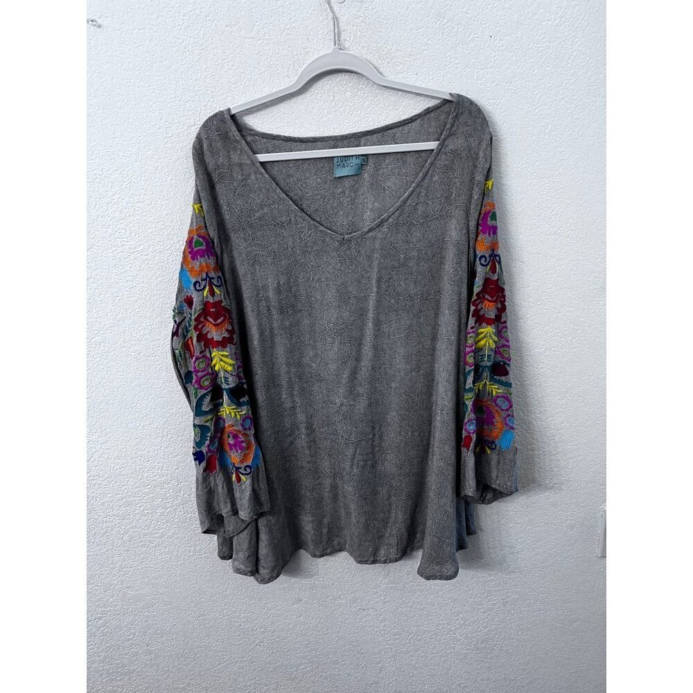 Judith March floral embroidered blouse women size small